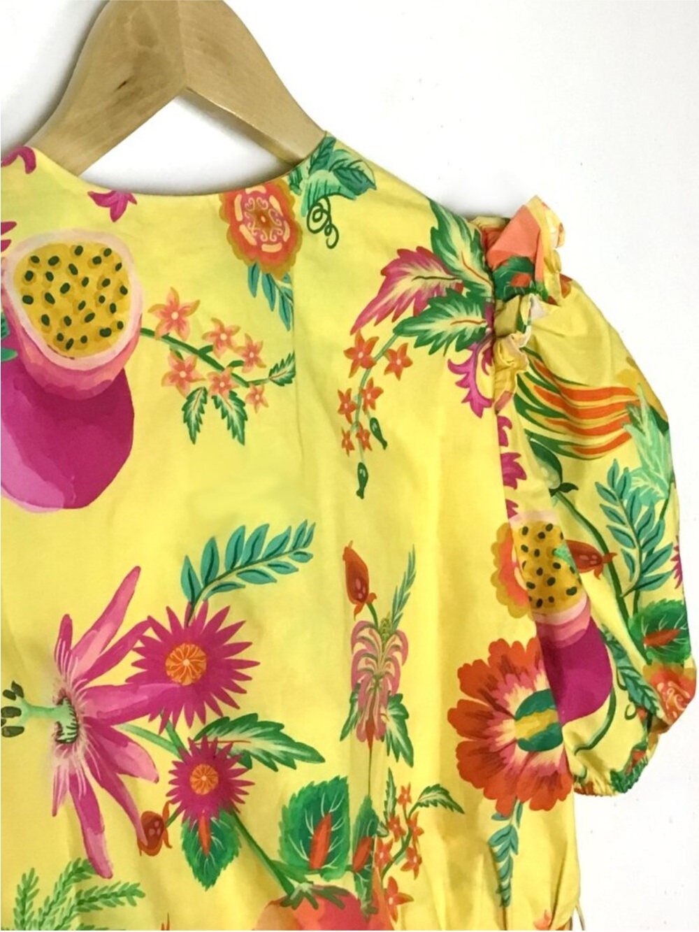 FARM Rio Yellow Delicate Fruit Garden Organic Cotton Mini Dress Size M NWOT - Picture 5 of 12